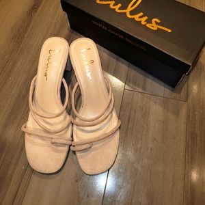 Lulu's heels - Creme (light pinkish)/beige suede. Size 6, 2 inch heel